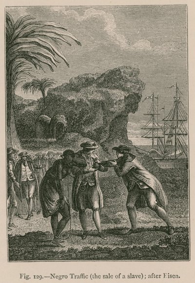 Typische slavenhandel scène in de 18e eeuw (gravure) door French School