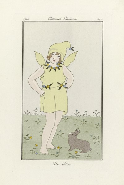 Un Lutin, uit Costumes Parisien, pub.1914 (kleurenlitho) door French School