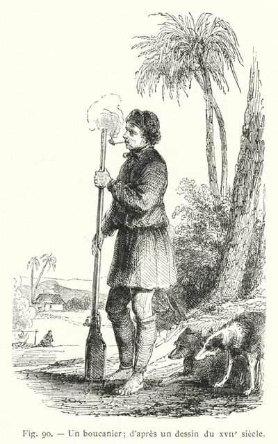 Een boekanier; naar een tekening uit de XVIIe eeuw (gravure) door French School