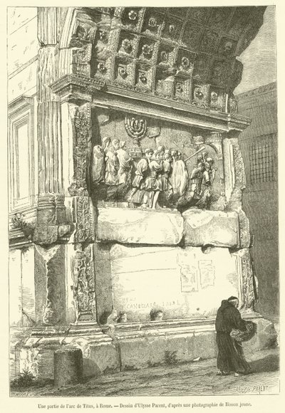 Een deel van de boog van Titus, in Rome door French School