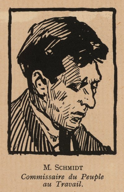 Vasilij Schmidt, Russische bolsjewistische revolutionaire politicus en volkscommissaris voor arbeid (litho) door French School