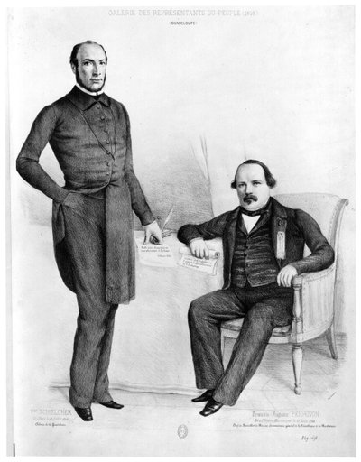 Victor Schoelcher en Francois-Auguste Perrinon, afgevaardigden van Guadeloupe en Martinique, 1849 door French School