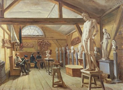 Zicht op een atelier in een kunstschool, c.1840 door French School