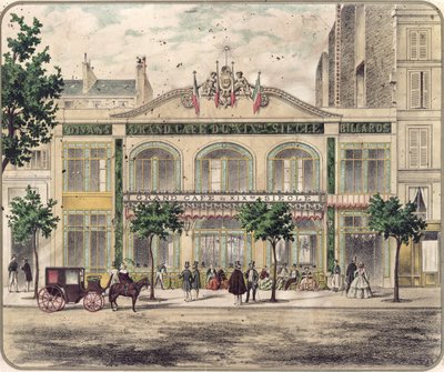 Zicht op het Grand Cafe du XIXeme Siecle, Parijs, 1857 door French School