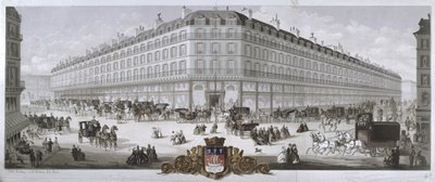 Uitzicht op het Magasins du Louvre warenhuis, Parijs, 1866 door French School