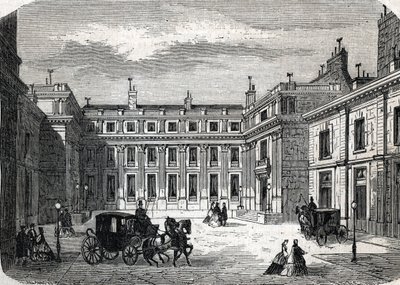 Uitzicht op het Ministerie van Openbaar Onderwijs, Hotel de Rochechouart rue de Grenelle, in Parijs door French School