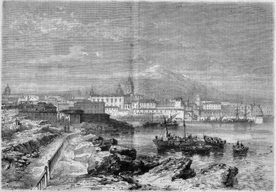 Uitzicht op de stad Catania aan de voet van de vulkaan Etna. Sicilië, Italië door French School