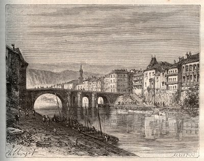 Villeneuve-sur-Lot - departement Lot-et-Garonne - gravure in 