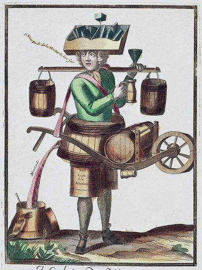 Azijnfabrikant, gekleurde gravure, Frankrijk door French School