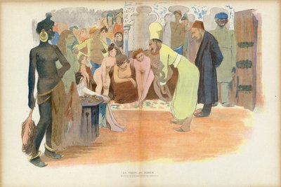 Bezoek aan de Harem, Illustratie voor Le Rire door French School