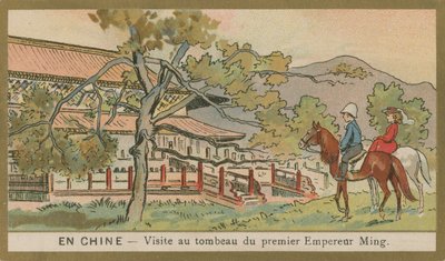 Bezoek aan het graf van de eerste Ming-keizer, China door French School