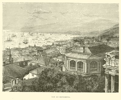 Uitzicht op Hongkong (gravure) door French School