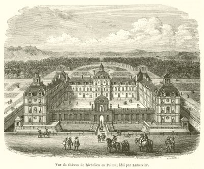 Zicht op het kasteel van Richelieu in Poitou, gebouwd door Lemercier door French School