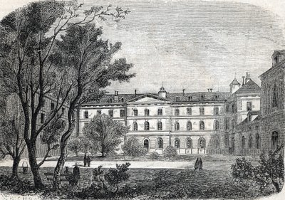 Zicht op het Hôpital de la Pietie in Parijs door French School