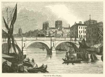 Gezicht op de stad York (gravure) door French School