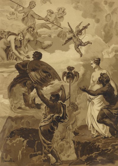 Vulcan geeft Venus de wapens die hij voor Aeneas heeft gesmeed door French School