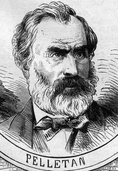 Oorlog van 1870 - Regering van de Nationale Verdediging: portret van Eugène Pelletan (1813-1884), lid van de voorlopige regering van 1870. Gravure in 