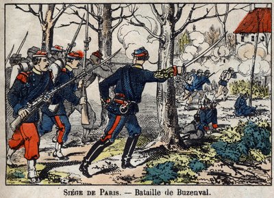 Oorlog van 1870 tussen Frankrijk en Pruisen: Slag bij Buzenval in de regio Parijs op 19/01/1871. door French School