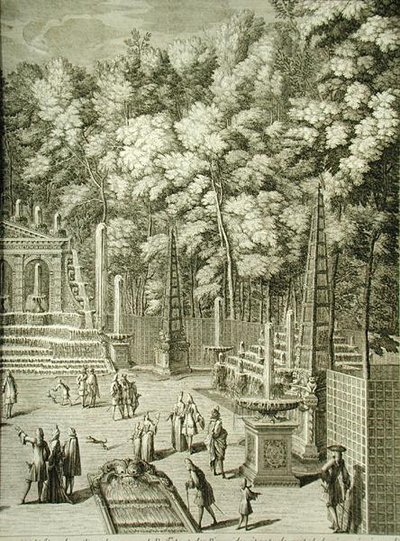 Waterpartijen in Versailles door French School