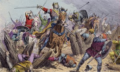 Willem de Veroveraar tijdens de Slag bij Hastings door French School