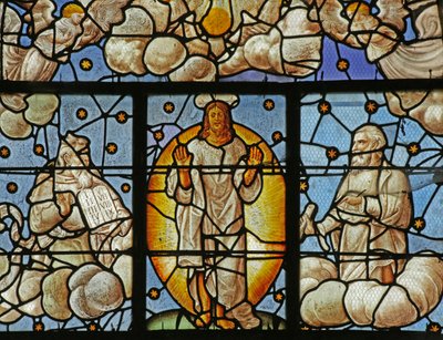 Raam met Mozes en Elia bij de Transfiguratie door French School