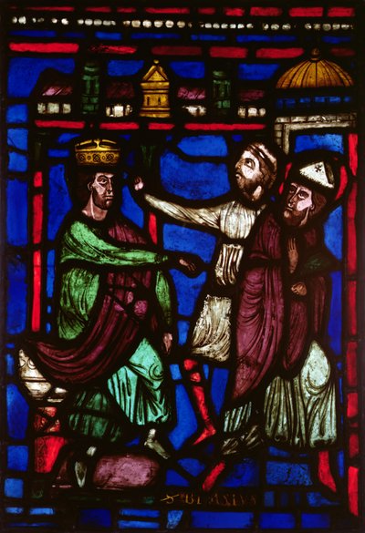 Raam met St. Blaise die naar zijn veroordeling luistert, Ile de France Werkplaats door French School
