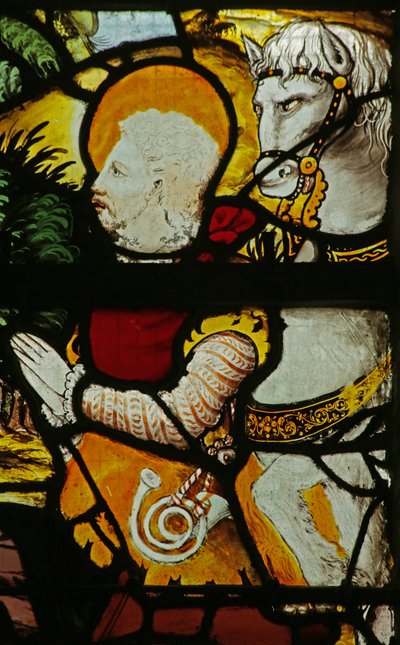 Raam met de visie van St. Eustache (detail) door French School