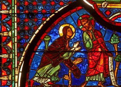 Raam w0 met een Opstandingsscène: de verschijning aan Maria Magdalena door French School
