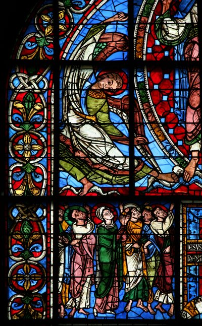 Ruit w0 met de Apostelen en de Maagd Maria bij de Hemelvaart door French School