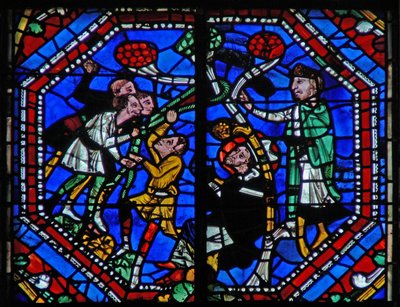 Raam w104a met St. Martinus en het wonder van de dennenboom door French School