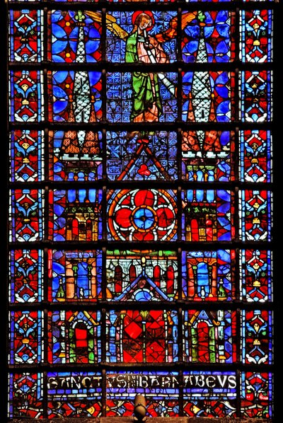 Raam w107 met de kathedraal van Therouanne door French School