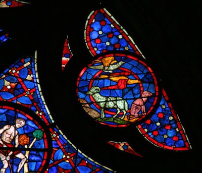 Raam w115 met de Schepping van de vogels en dieren door French School