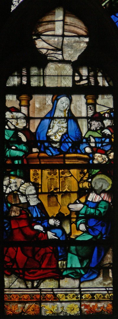 Raam w125 met een scène uit het leven van St. Maria Magdalena - de heilige die predikt door French School