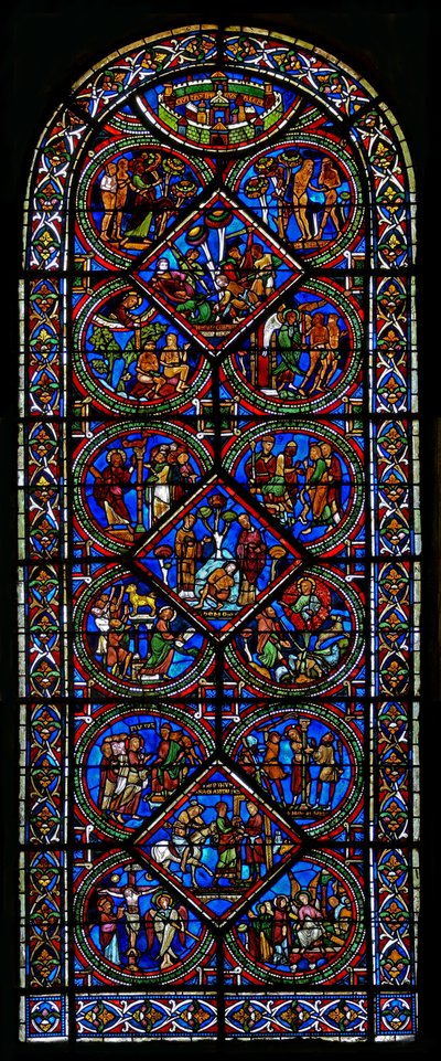 Raam w15 met het Barmhartige Samaritaan raam door French School