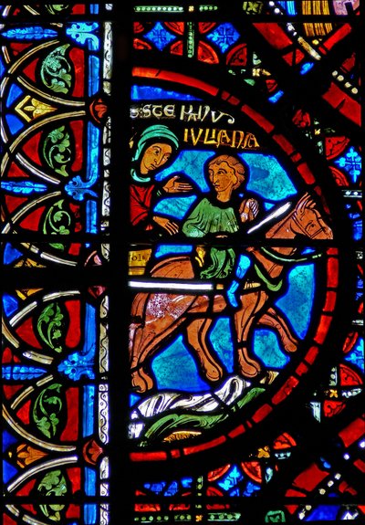 Raam w15 met het verhaal van de relieken van St. Stefanus: de relieken worden naar Constantinopel gebracht door French School