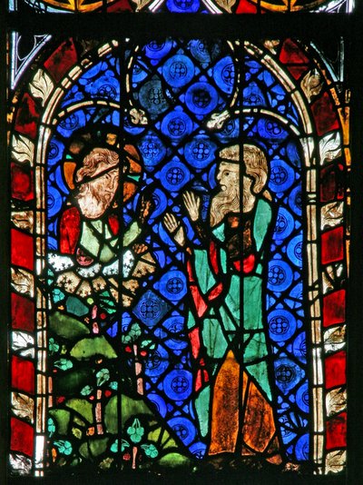 Venster w17 met God instrueert Noach om de ark te bouwen door French School
