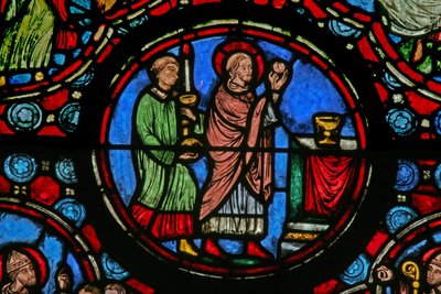 Raam w1 met een scène uit het leven van St. Martinus: het vieren van de Mis door French School
