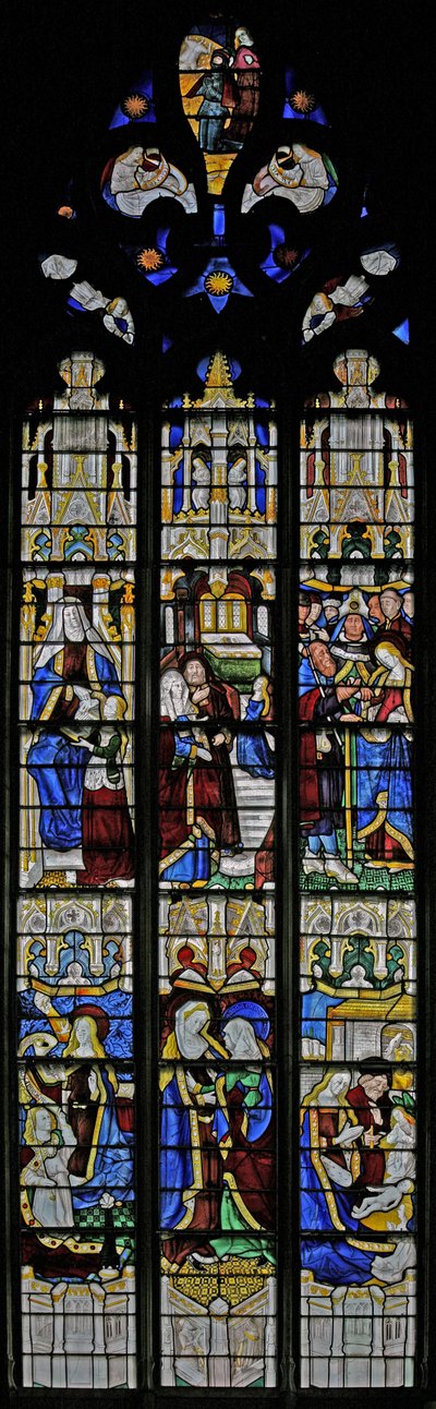 Raam w1 met het Leven van de Maagd Maria door French School
