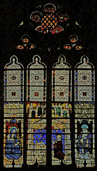 Raam w210 met het Koninklijke raam met de Maagd Maria, Karel VI en St. Denis door French School