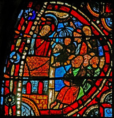 Raam w22 met een scène uit het leven van St. Maria Magdalena - de heilige predikt in Marseille door French School