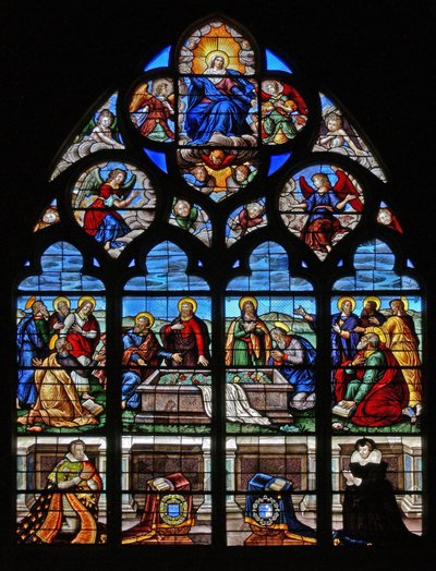 Raam w39 met de Dood en Tenhemelopneming van de Maagd Maria door French School