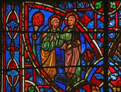 Raam w7 met St. Petrus met Christus door French School