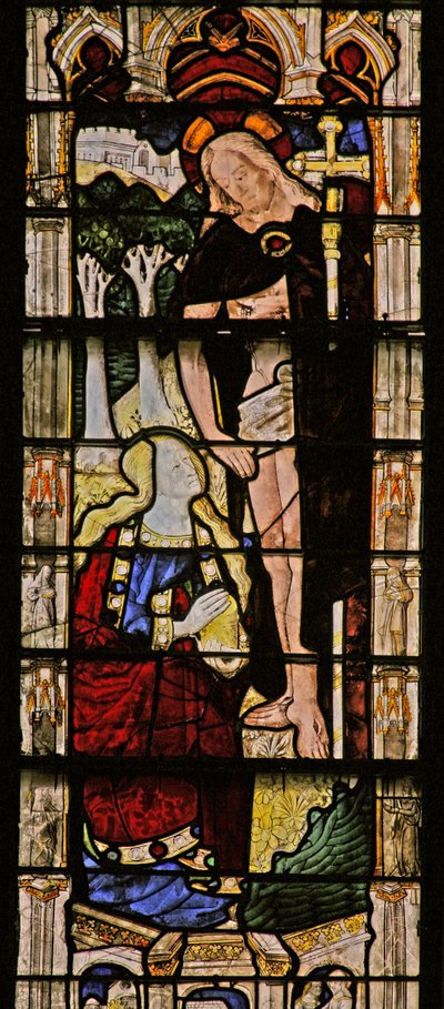 Raam w8 met een Opstandingsscène: de verschijning aan Maria Magdalena door French School
