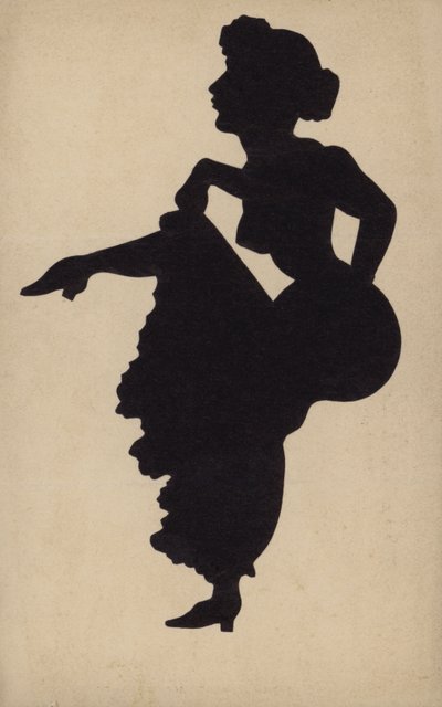 Vrouw danst de can-can (litho) door French School
