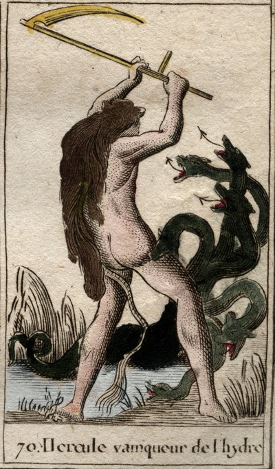Werken van Hercules: “Hercules doodt de Lernaeaanse Hydra”. Uit “Mythologie de la jeunesse” door Pierre Blanchard 1803. door French School