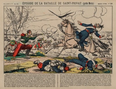 Gewonde Franse dragonder schiet een Pruisische lansier neer bij de Slag om Saint-Privat, Frans-Pruisische Oorlog door French School