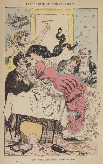 Zut voor Matassin! Cabassol, het is jou die ik liefheb! (gekleurde gravure) door French School