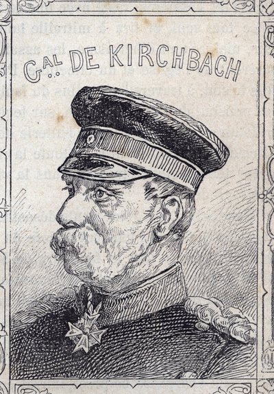 portret van de Pruisische generaal Hugo von Kirchbach - 1870-71 (gravure) door French School