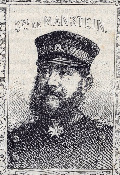 portret van de Pruisische generaal Hugo von Obernitz - 1870-71 (gravure) door French School