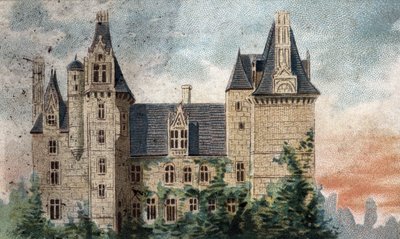 Uitzicht op het kasteel van Montigny-le-Ganelon (Montigny le Ganelon) (Eure et Loir) door French School